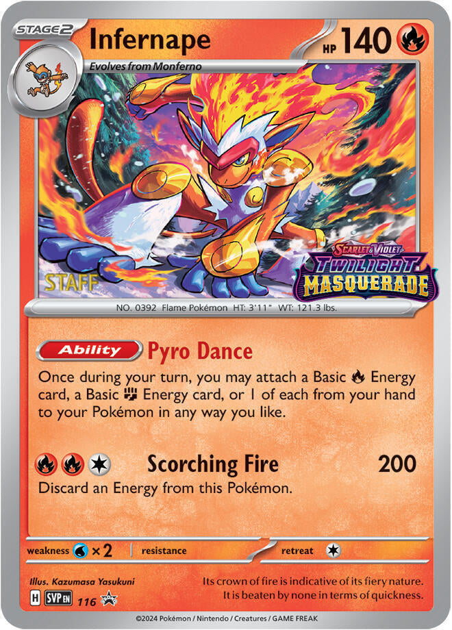 Infernape (116) (Staff) [Scarlet & Violet: Black Star Promos] | Jomio and Rueliete's Cards and Comics