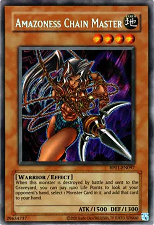 Amazoness Chain Master [RP01-EN097] Secret Rare | Jomio and Rueliete's Cards and Comics