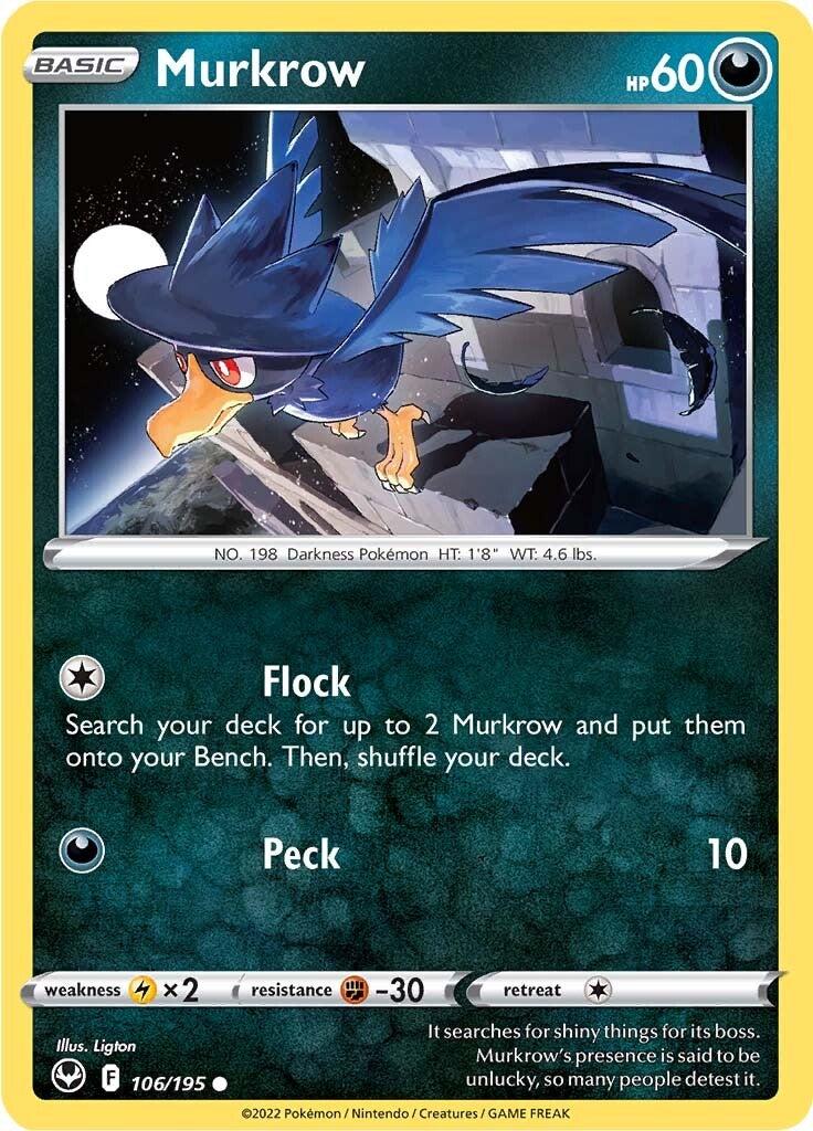 Murkrow (106/195) [Sword & Shield: Silver Tempest] | Jomio and Rueliete's Cards and Comics