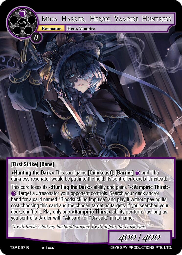 Mina Harker, Heroic Vampire Huntress (TSR-097 R) [The Battle at the Sacred Ruins] | Jomio and Rueliete's Cards and Comics