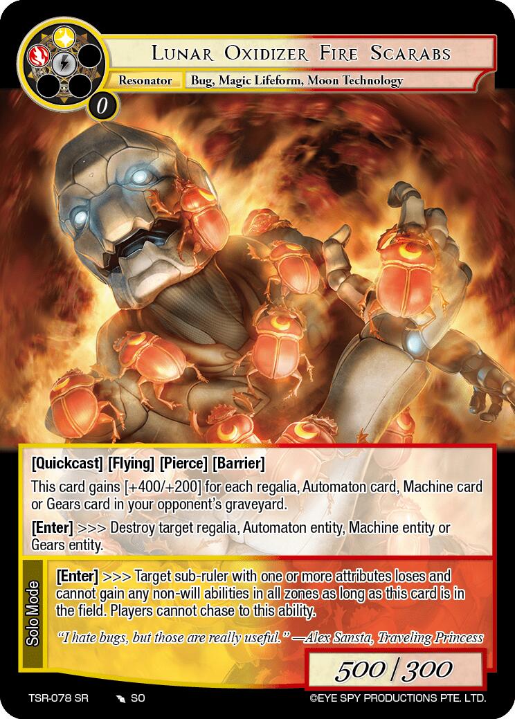 Lunar Oxidizer Fire Scarabs (TSR-078 SR) [The Battle at the Sacred Ruins] | Jomio and Rueliete's Cards and Comics