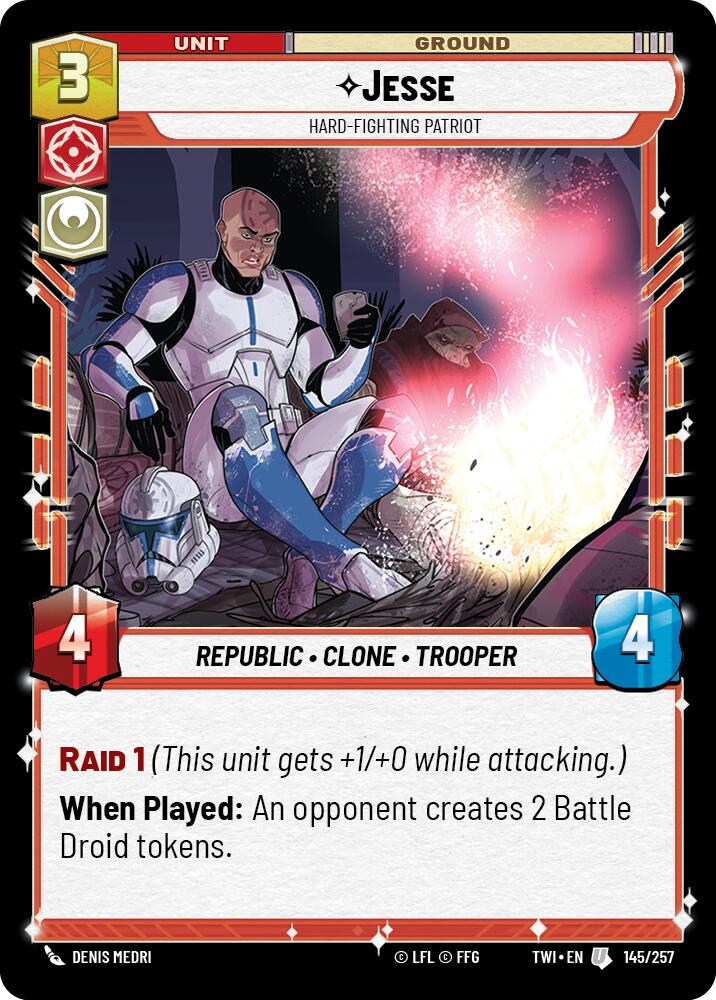 Jesse - Hard-Fighting Patriot (145/257) (145/257) [Twilight of the Republic] | Jomio and Rueliete's Cards and Comics