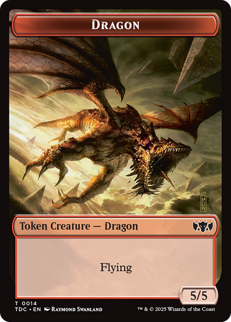 Dragon (0014) // Treasure Double-Sided Token [Tarkir: Dragonstorm Commander Tokens] | Jomio and Rueliete's Cards and Comics