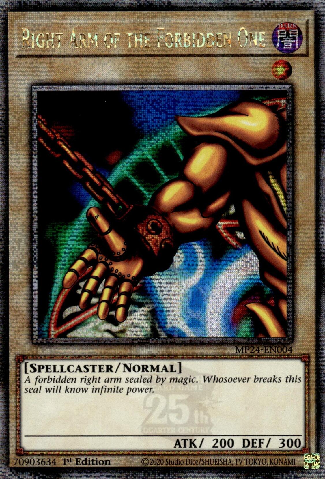 Right Arm of the Forbidden One [MP24-EN004] Quarter Century Secret Rare | Jomio and Rueliete's Cards and Comics
