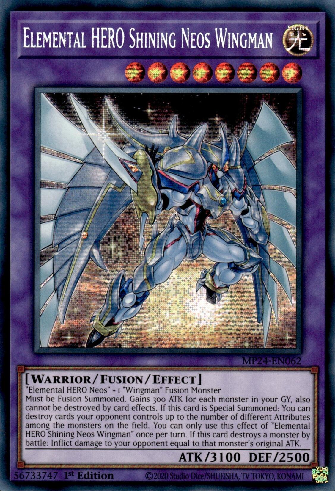 Elemental HERO Shining Neos Wingman [MP24-EN062] Prismatic Secret Rare | Jomio and Rueliete's Cards and Comics