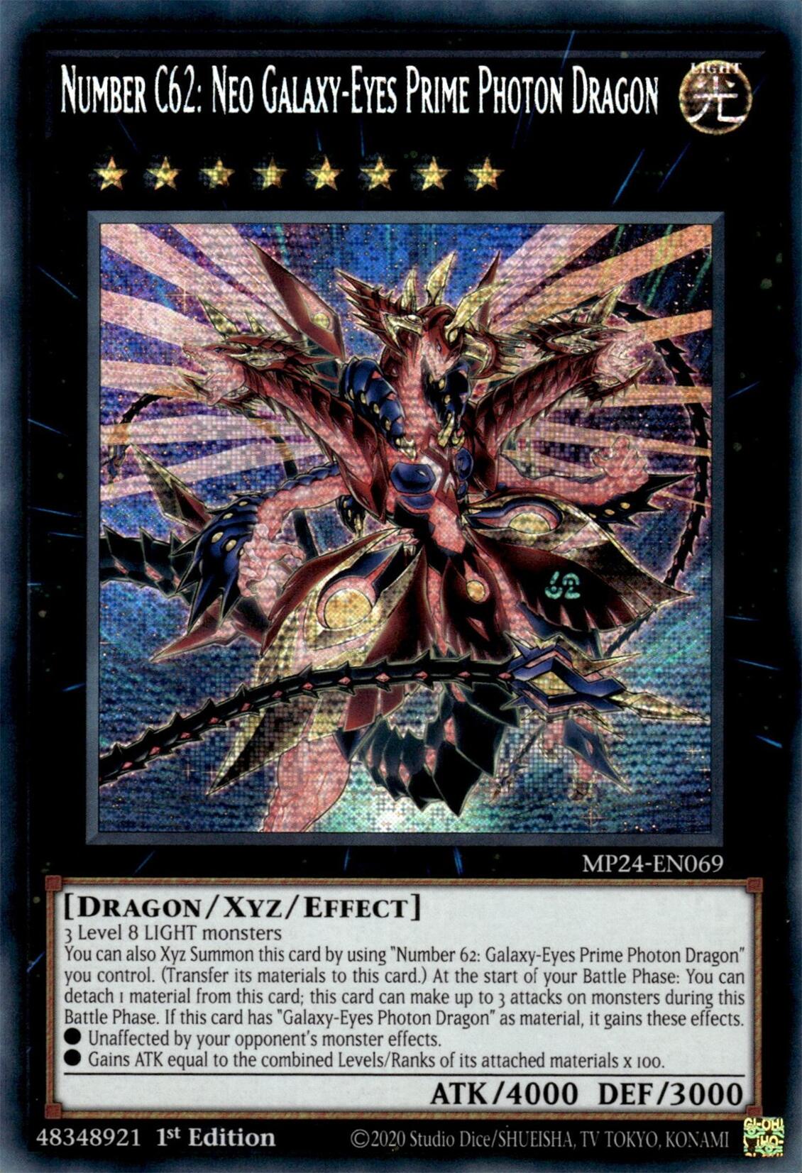 Number C62: Neo Galaxy-Eyes Prime Photon Dragon [MP24-EN069] Prismatic Secret Rare | Jomio and Rueliete's Cards and Comics