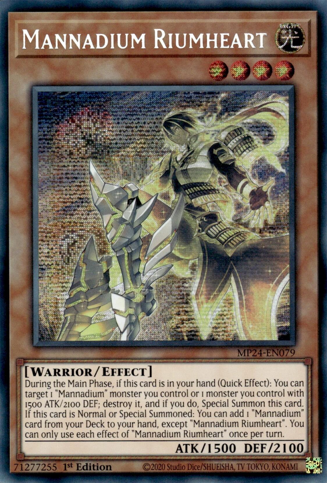 Mannadium Riumheart [MP24-EN079] Prismatic Secret Rare | Jomio and Rueliete's Cards and Comics