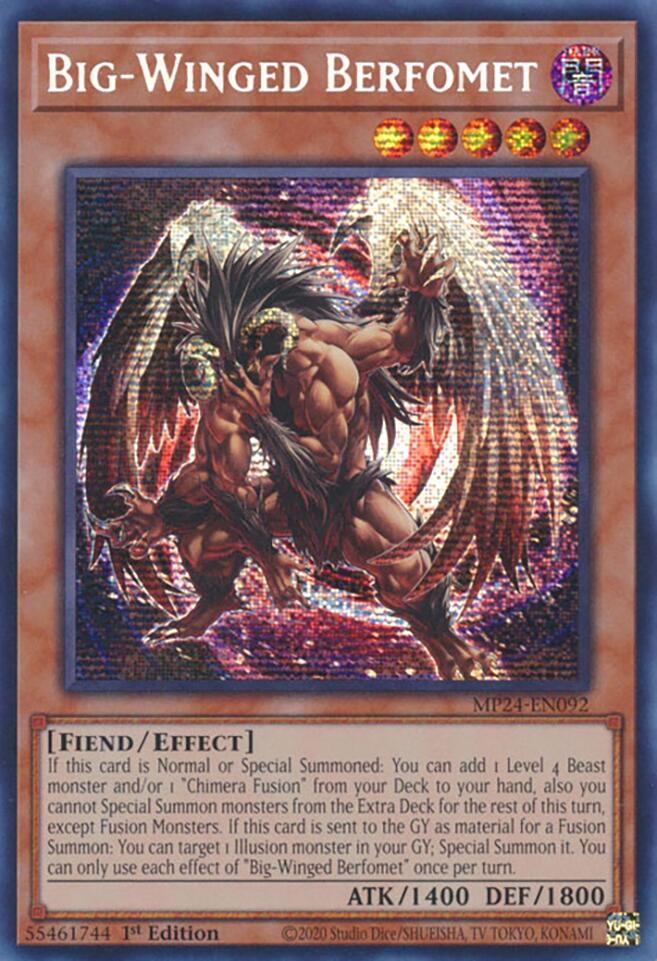 Big-Winged Berfomet [MP24-EN092] Prismatic Secret Rare | Jomio and Rueliete's Cards and Comics