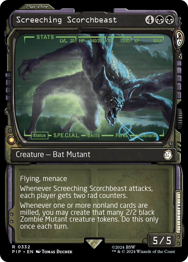 Screeching Scorchbeast (Showcase) [Fallout] | Jomio and Rueliete's Cards and Comics