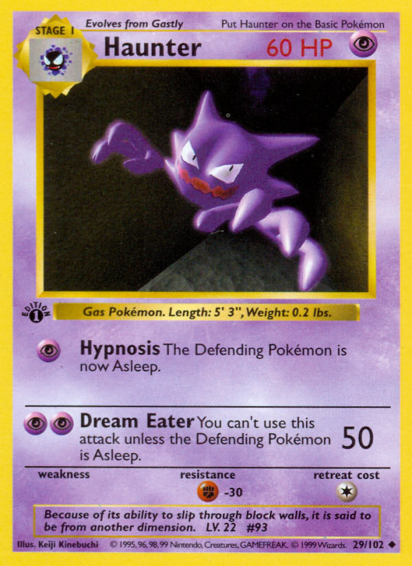 Haunter (29/102) (Shadowless) [Base Set 1st Edition] | Jomio and Rueliete's Cards and Comics