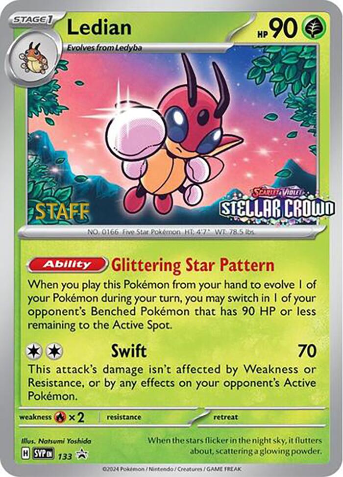 Ledian (133) (Staff Promo) [Scarlet & Violet: Black Star Promos] | Jomio and Rueliete's Cards and Comics
