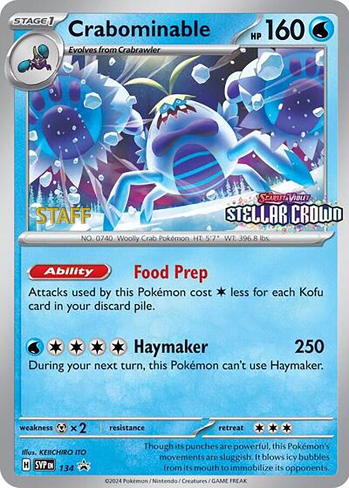 Crabominable (134/142) (Staff Promo) [Scarlet & Violet: Black Star Promos] | Jomio and Rueliete's Cards and Comics