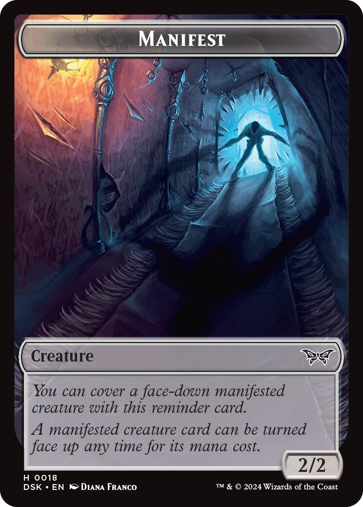 Horror // Manifest Double-Sided Token [Duskmourn: House of Horror Tokens] | Jomio and Rueliete's Cards and Comics