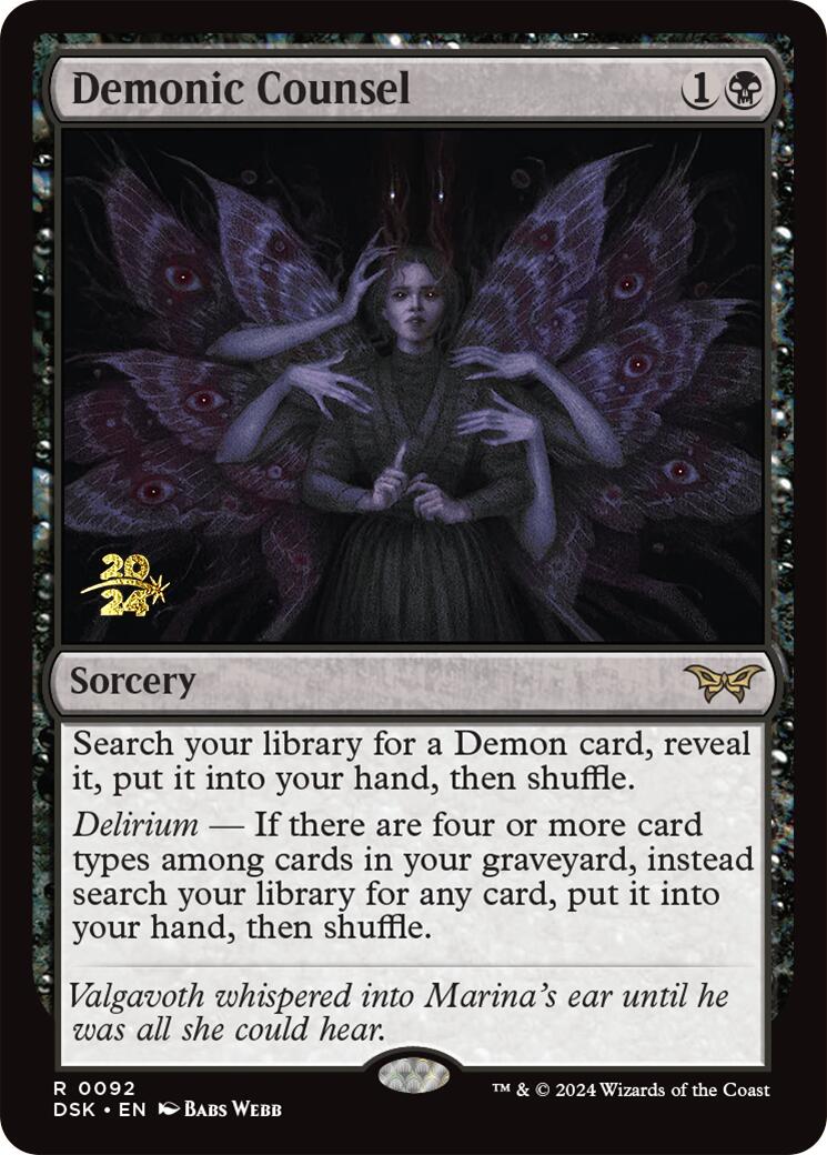 Demonic Counsel [Duskmourn: House of Horror Prerelease Promos] | Jomio and Rueliete's Cards and Comics