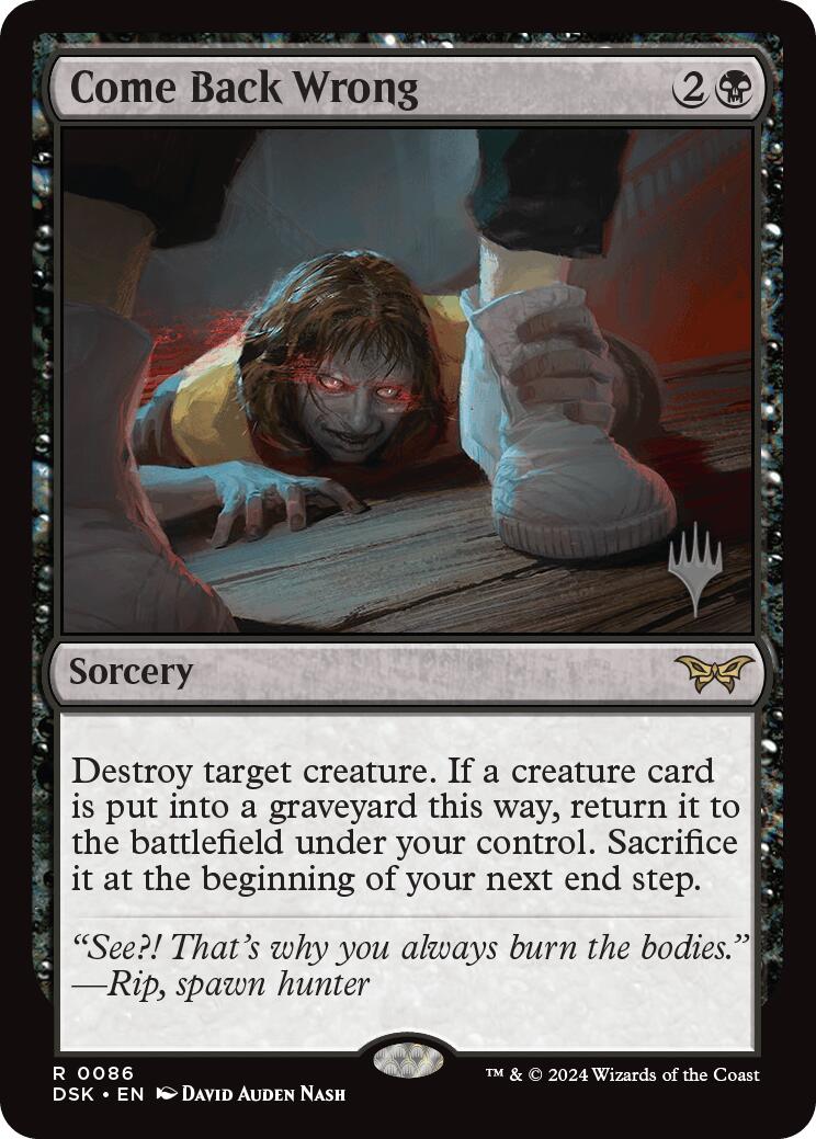 Come Back Wrong (0086) (Promo Pack) [Duskmourn: House of Horror Promos] | Jomio and Rueliete's Cards and Comics