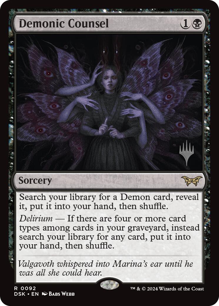 Demonic Counsel (Promo Pack) [Duskmourn: House of Horror Promos] | Jomio and Rueliete's Cards and Comics