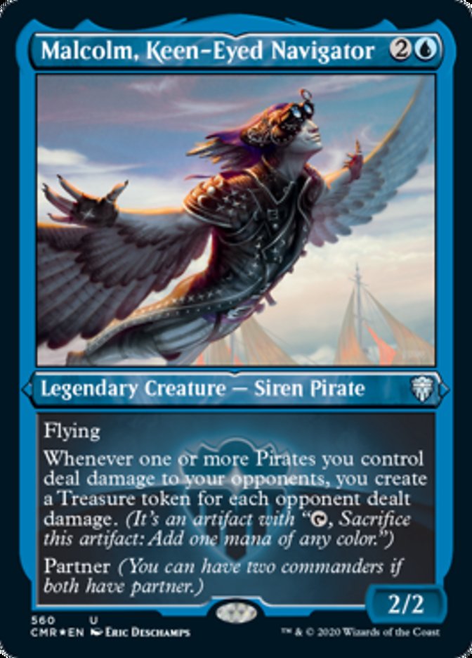 Malcolm, Keen-Eyed Navigator (Etched) [Commander Legends] | Jomio and Rueliete's Cards and Comics