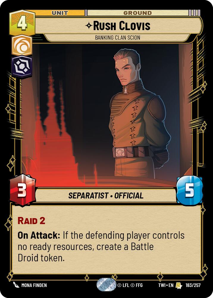 Rush Clovis - Banking Clan Scion (183/257) (183/257) [Twilight of the Republic] | Jomio and Rueliete's Cards and Comics