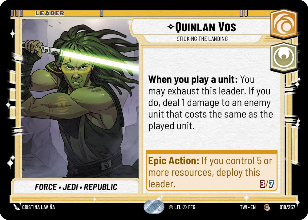 Quinlan Vos - Sticking the Landing (018/257) (018/257) [Twilight of the Republic] | Jomio and Rueliete's Cards and Comics