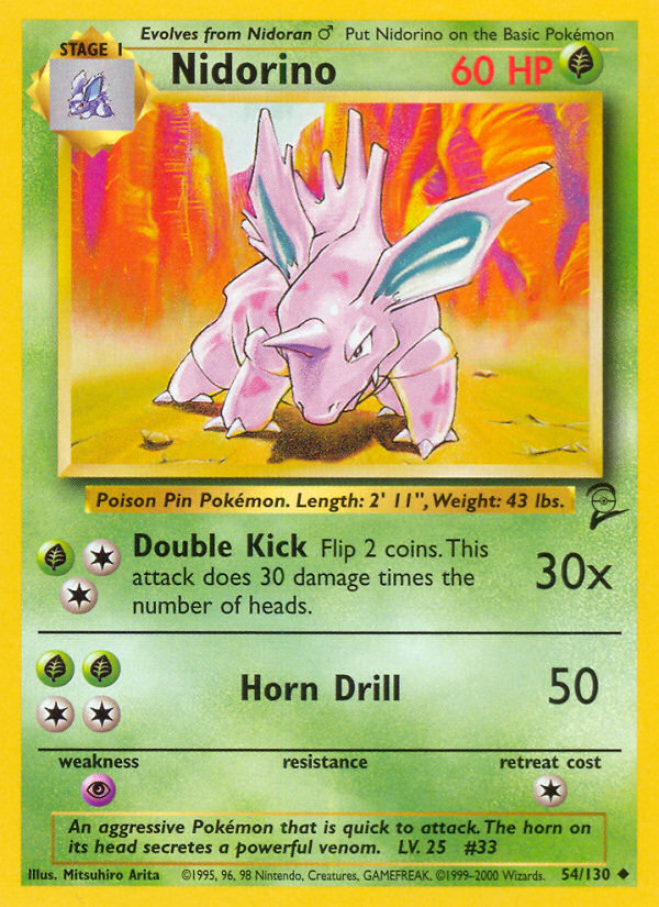 Nidorino (54/130) [Base Set 2] | Jomio and Rueliete's Cards and Comics