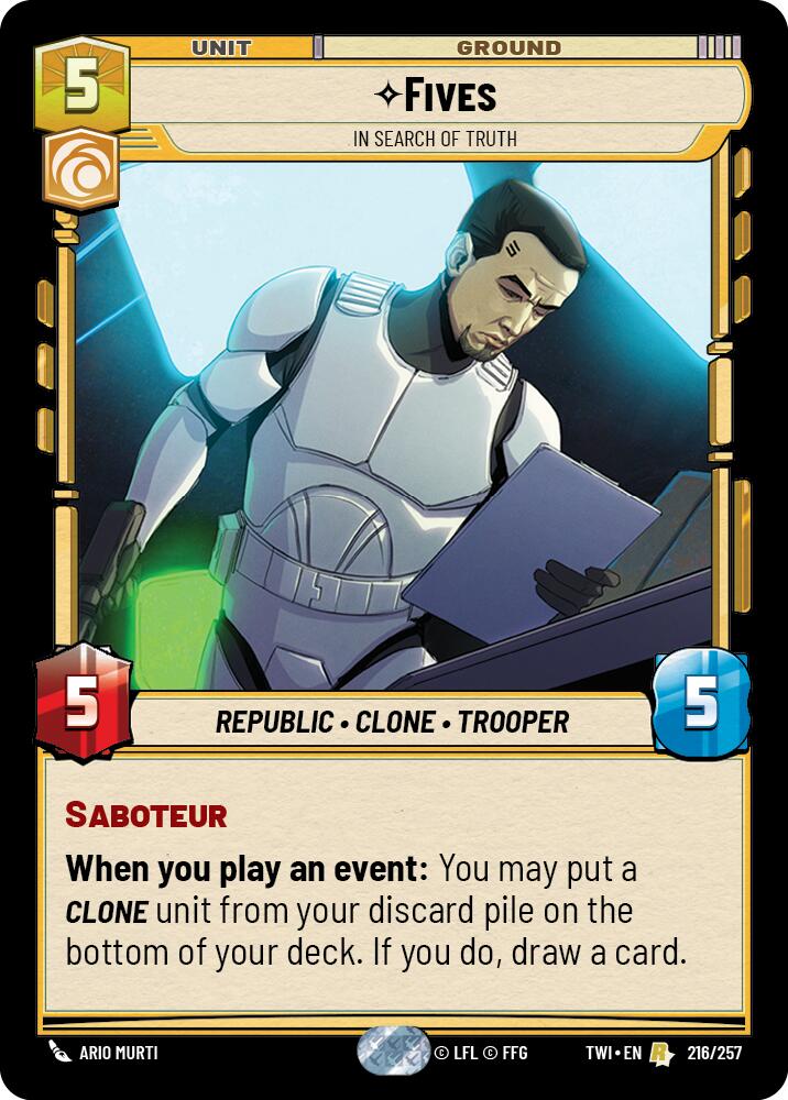 Fives - In Search of Truth (216/257) (216/257) [Twilight of the Republic] | Jomio and Rueliete's Cards and Comics