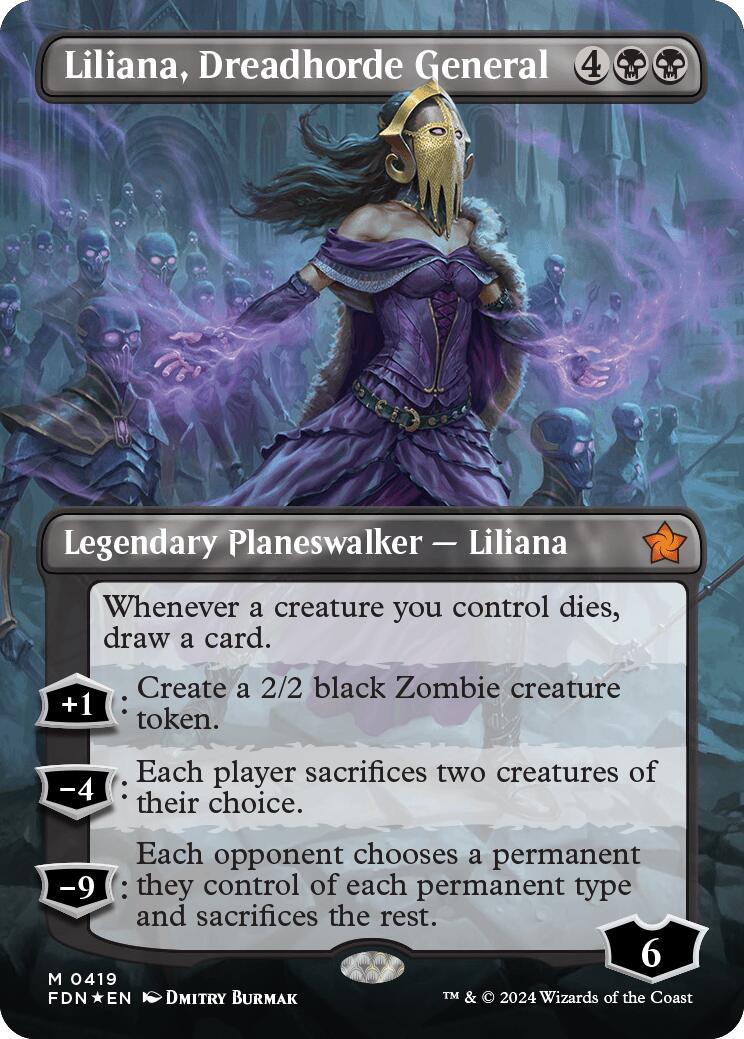 Liliana, Dreadhorde General (Borderless) (Mana Foil) [Foundations] | Jomio and Rueliete's Cards and Comics