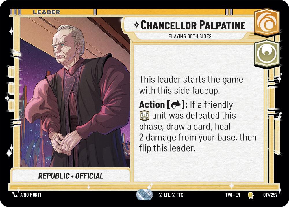 Chancellor Palpatine - Playing Both Sides (017/257) (017/257) [Twilight of the Republic] | Jomio and Rueliete's Cards and Comics