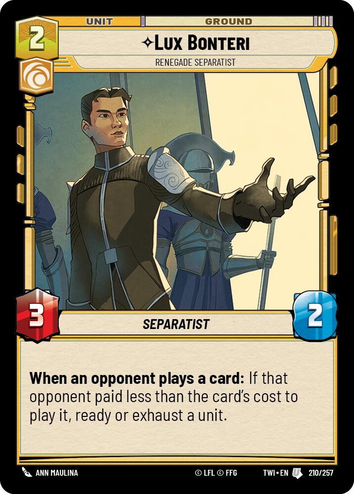 Lux Bonteri - Renegade Separatist (210/257) (210/257) [Twilight of the Republic] | Jomio and Rueliete's Cards and Comics