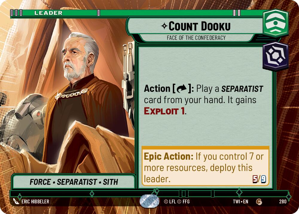 Count Dooku - Face of the Confederacy (280) (Hyperspace) (280) [Twilight of the Republic] | Jomio and Rueliete's Cards and Comics