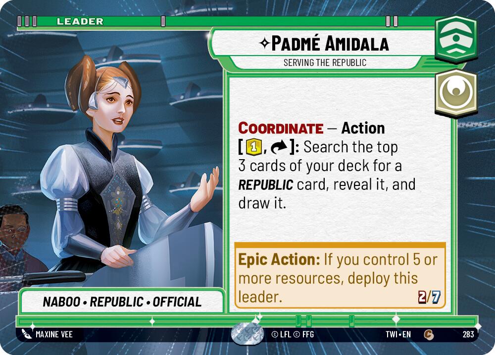Padme Amidala - Serving the Republic (283) (Hyperspace) (283) [Twilight of the Republic] | Jomio and Rueliete's Cards and Comics