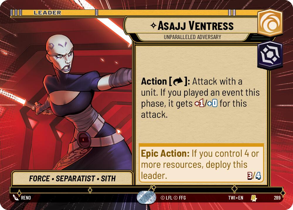 Asajj Ventress - Unparalleled Adversary (289) (Hyperspace) (289) [Twilight of the Republic] | Jomio and Rueliete's Cards and Comics