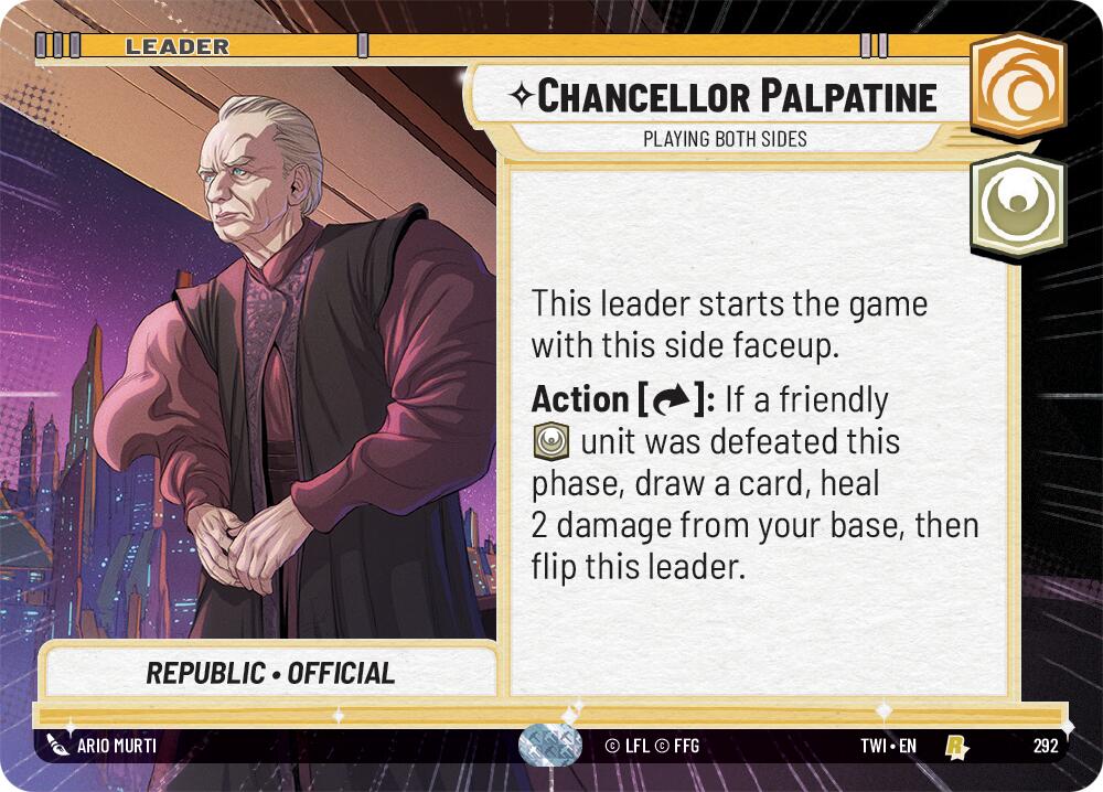 Chancellor Palpatine - Playing Both Sides (292) (Hyperspace) (292) [Twilight of the Republic] | Jomio and Rueliete's Cards and Comics