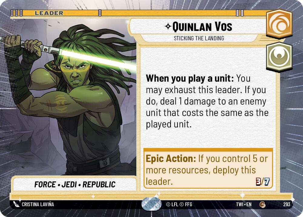 Quinlan Vos - Sticking the Landing (293) (Hyperspace) (293) [Twilight of the Republic] | Jomio and Rueliete's Cards and Comics