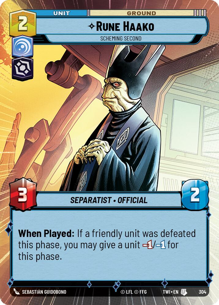 Rune Haako - Scheming Second (304) (Hyperspace) (304) [Twilight of the Republic] | Jomio and Rueliete's Cards and Comics