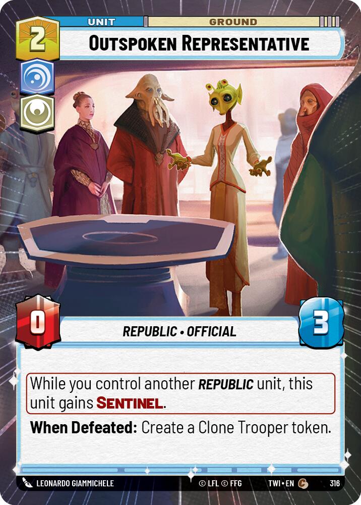 Outspoken Representative (316) (Hyperspace) (316) [Twilight of the Republic] | Jomio and Rueliete's Cards and Comics