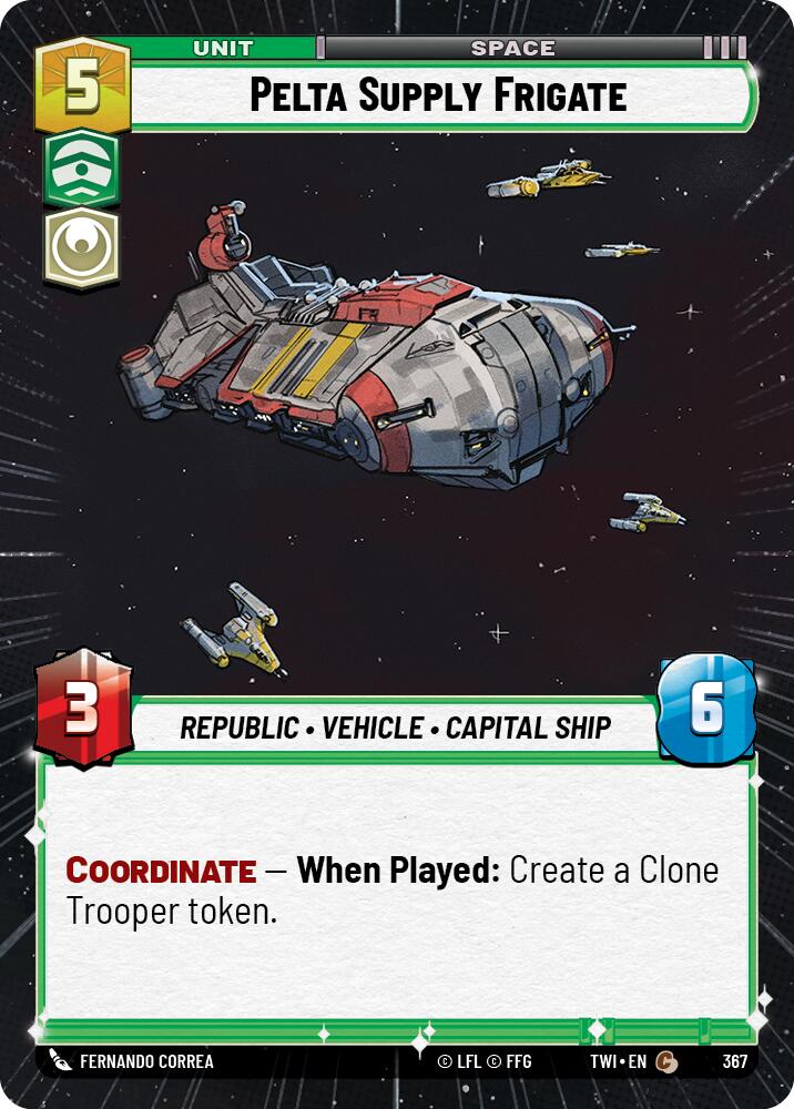 Pelta Supply Frigate (367) (Hyperspace) (367) [Twilight of the Republic] | Jomio and Rueliete's Cards and Comics