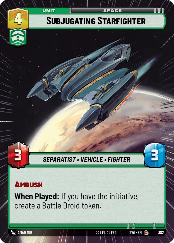 Subjugating Starfighter (382) (Hyperspace) (382) [Twilight of the Republic] | Jomio and Rueliete's Cards and Comics