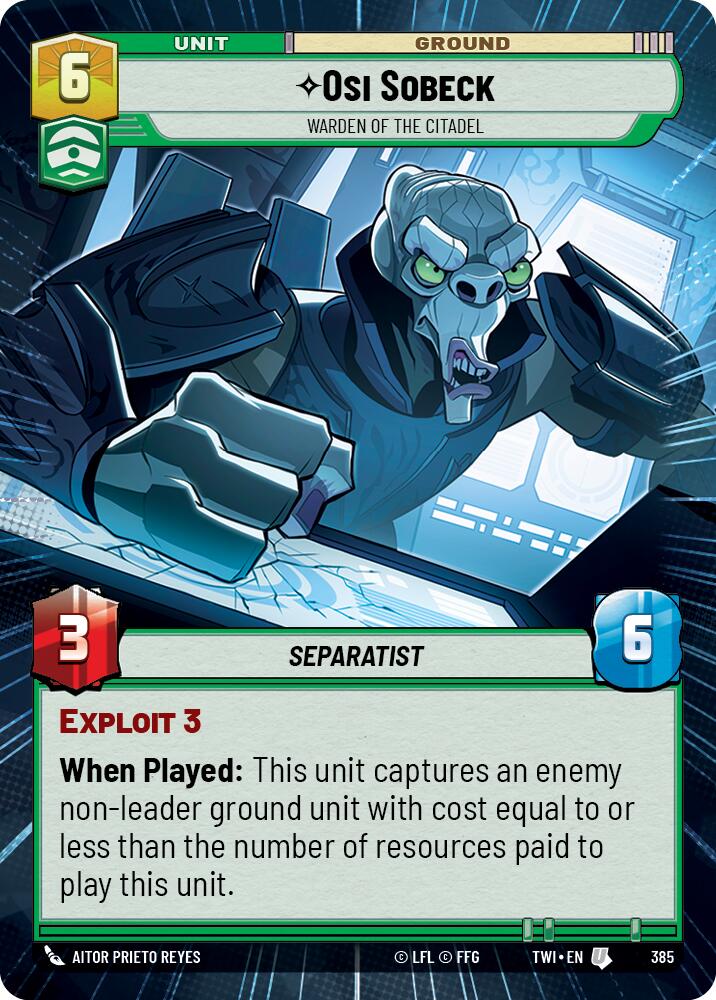 Osi Sobeck - Warden of the Citadel (385) (Hyperspace) (385) [Twilight of the Republic] | Jomio and Rueliete's Cards and Comics