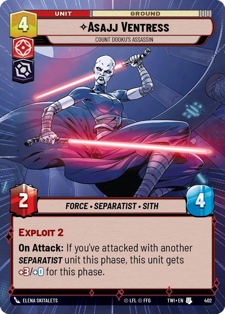 Asajj Ventress - Count Dooku's Assassin (402) (Hyperspace) (402) [Twilight of the Republic] | Jomio and Rueliete's Cards and Comics
