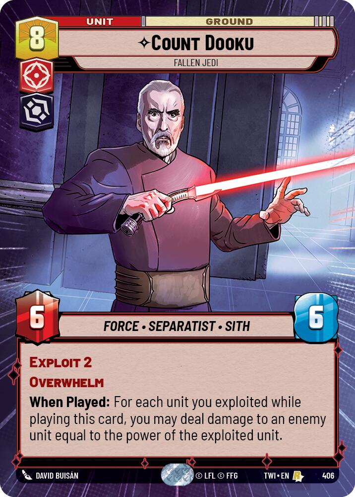 Count Dooku - Fallen Jedi (406) (Hyperspace) (406) [Twilight of the Republic] | Jomio and Rueliete's Cards and Comics