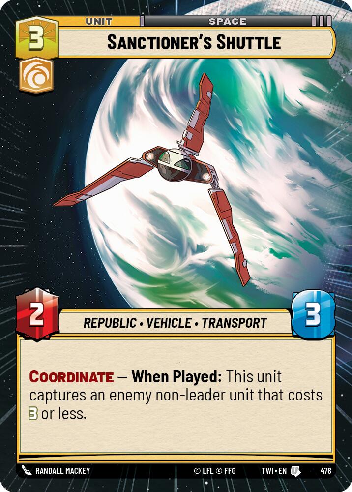 Sanctioner's Shuttle (478) (Hyperspace) (478) [Twilight of the Republic] | Jomio and Rueliete's Cards and Comics