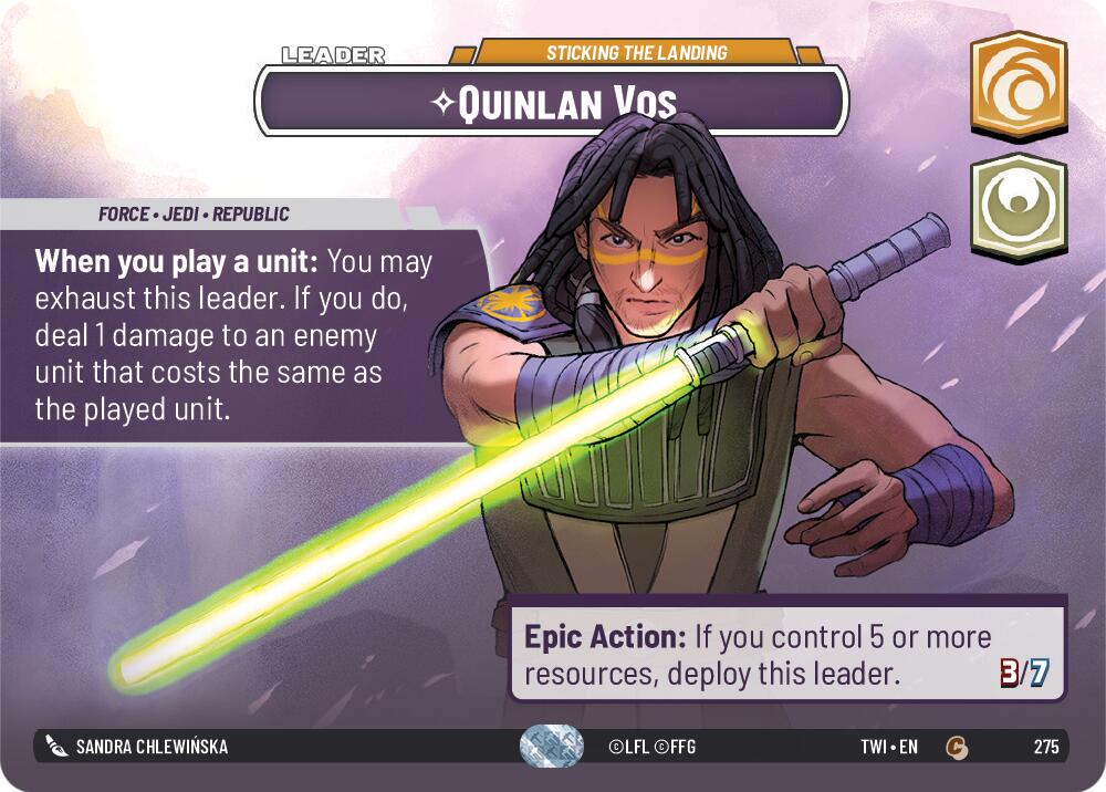 Quinlan Vos - Sticking the Landing (275) (Showcase) (275) [Twilight of the Republic] | Jomio and Rueliete's Cards and Comics