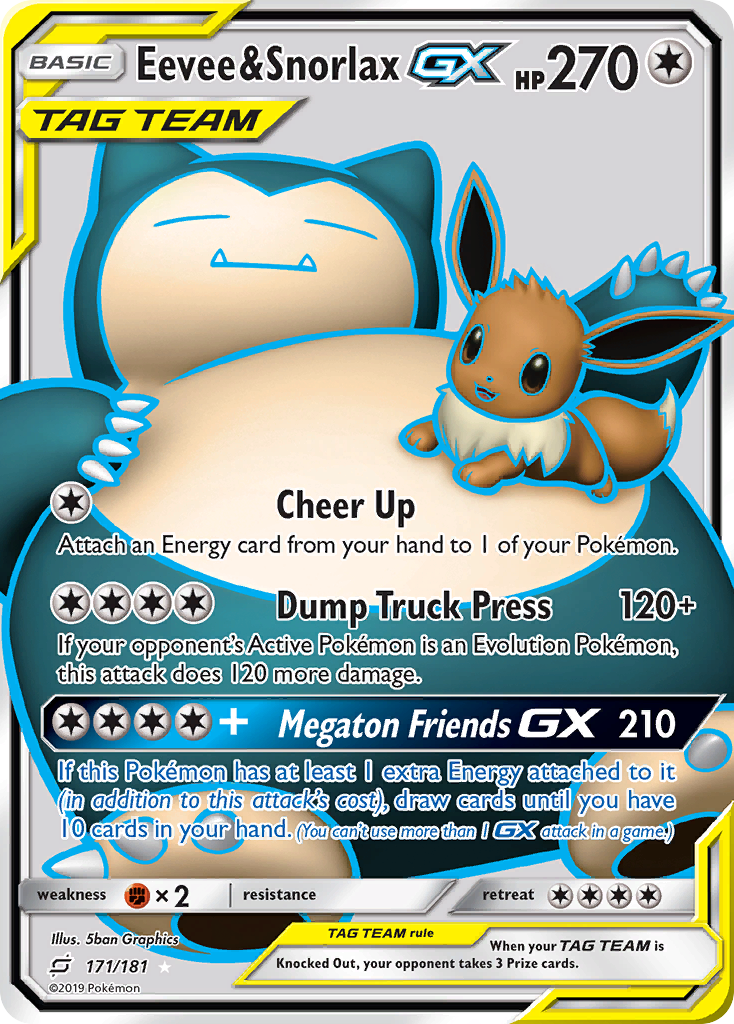 Eevee & Snorlax GX (171/181) [Sun & Moon: Team Up] | Jomio and Rueliete's Cards and Comics