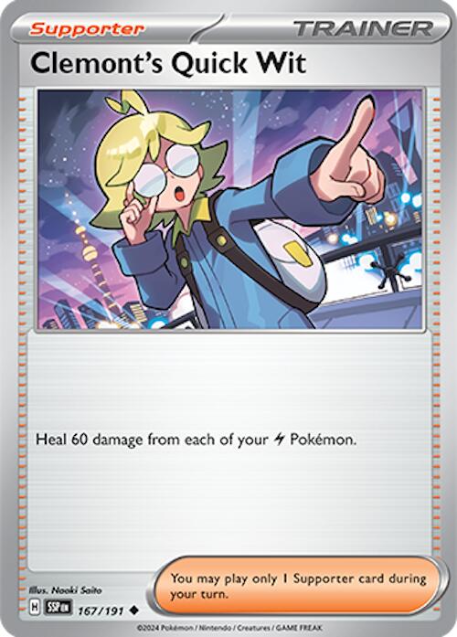 Clemont's Quick Wit (167/191) [Scarlet & Violet: Surging Sparks] | Jomio and Rueliete's Cards and Comics