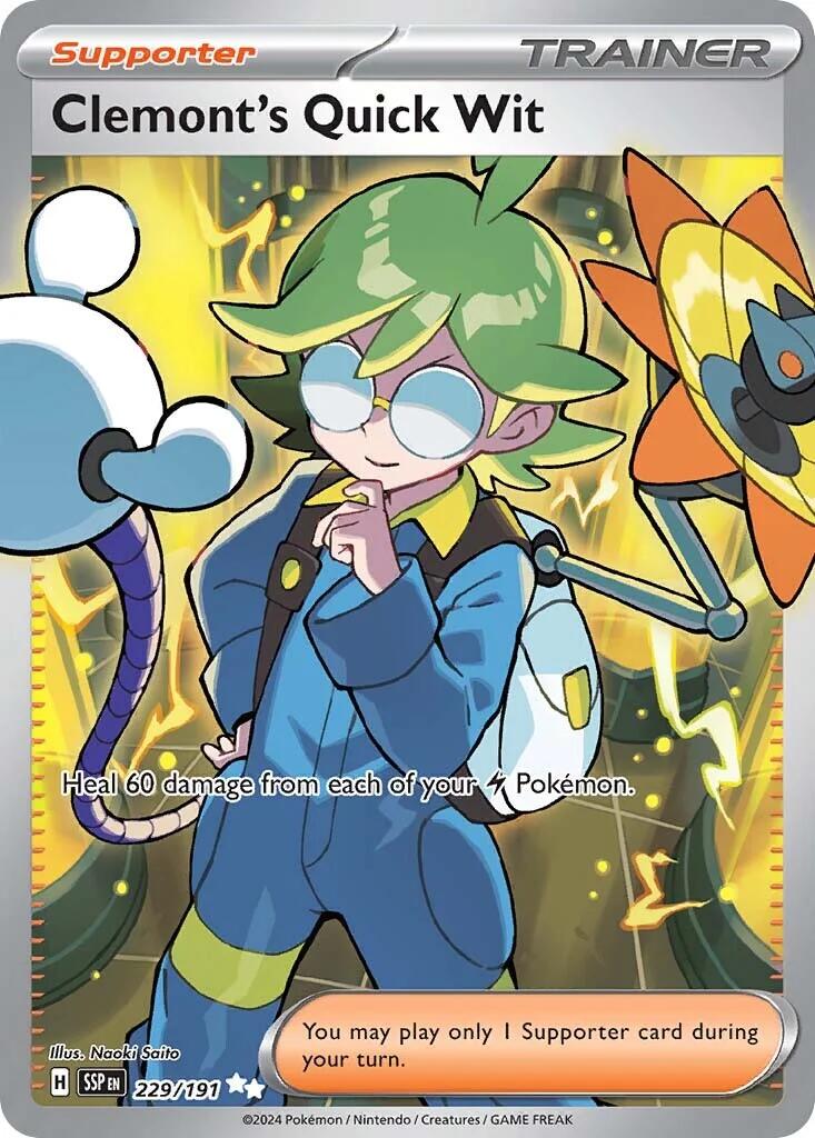 Clemont's Quick Wit (229/191) [Scarlet & Violet: Surging Sparks] | Jomio and Rueliete's Cards and Comics