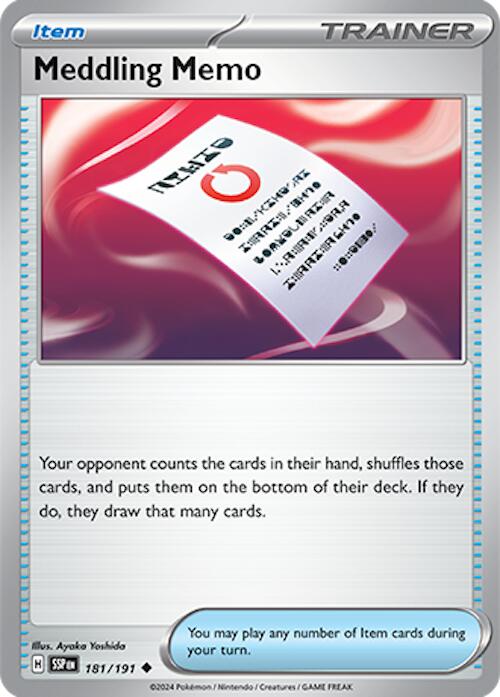 Meddling Memo (181/191) [Scarlet & Violet: Surging Sparks] | Jomio and Rueliete's Cards and Comics
