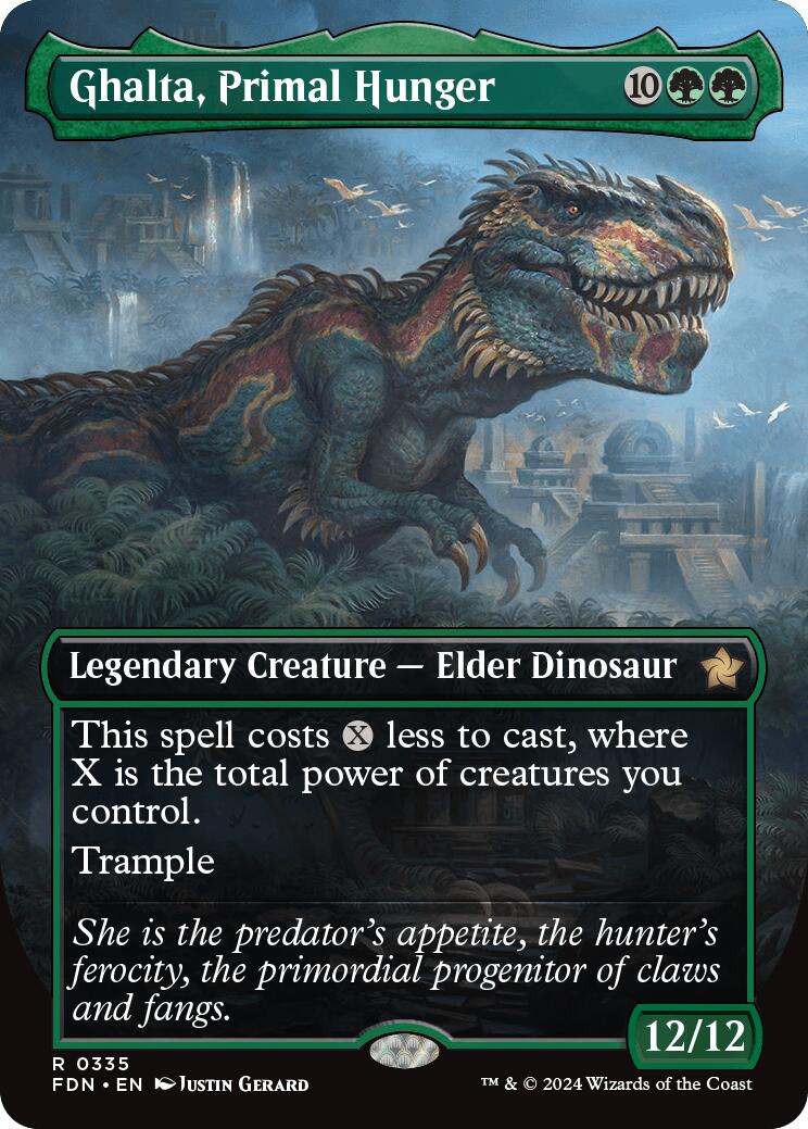 Ghalta, Primal Hunger (Borderless) [Foundations] | Jomio and Rueliete's Cards and Comics