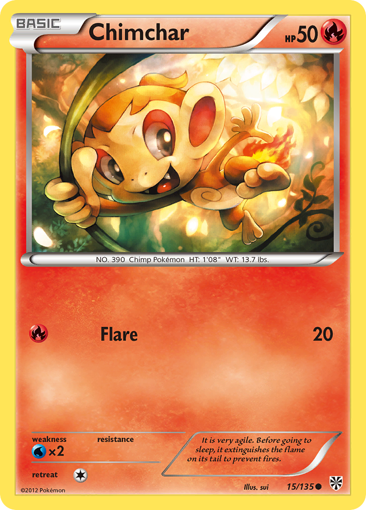 Chimchar (15/135) [Black & White: Plasma Storm] | Jomio and Rueliete's Cards and Comics
