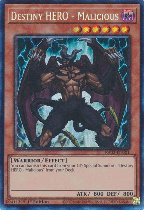Destiny HERO - Malicious (CR) [RA03-EN001] Prismatic Collector's Rare | Jomio and Rueliete's Cards and Comics