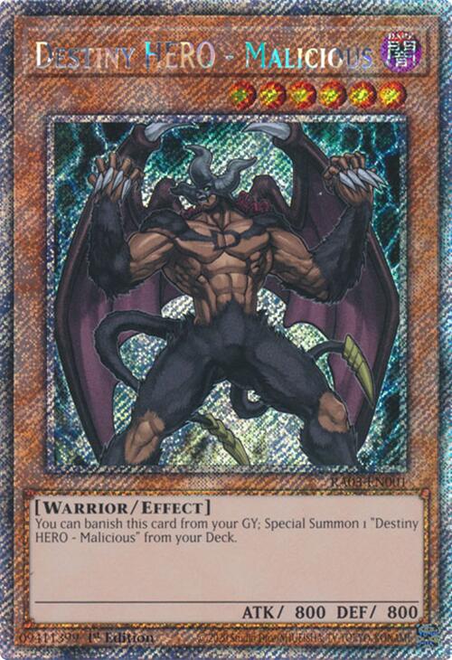 Destiny HERO - Malicious (Platinum Secret Rare) [RA03-EN001] Platinum Secret Rare | Jomio and Rueliete's Cards and Comics